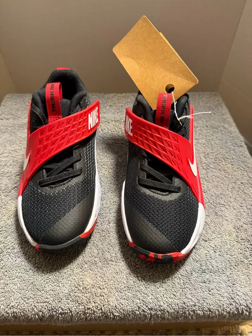 Synthetic Mesh Nike Team Hustle D 12 (PS) Black Red Sneakers Size 12C